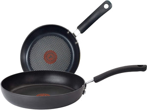 T-fal Ultimate Hard Anodized 2-Piece Scratch Resistant Titanium Nonstick Thermo-Spot PFOA Free 10/12-Inch Cookware Set, Gray, E765S274